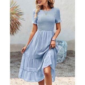 NEW Ruffle Ruffle Dress A-Line High Waist Boho Dress S